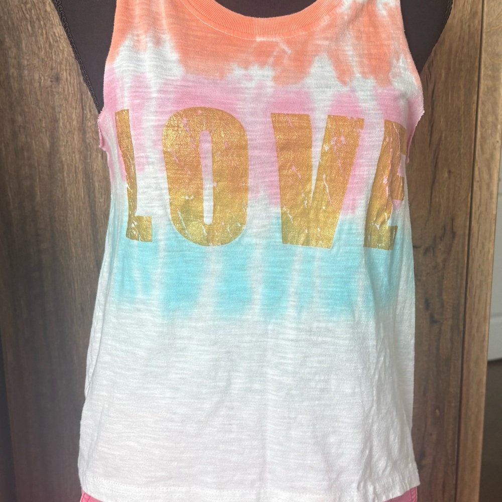 Vibrant Orange and Pink Tie-Dye Tank Top